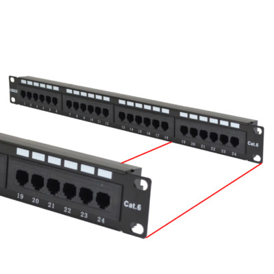 Cat6 UTP 24 Port Network LAN Patch Panel 1U 1...
