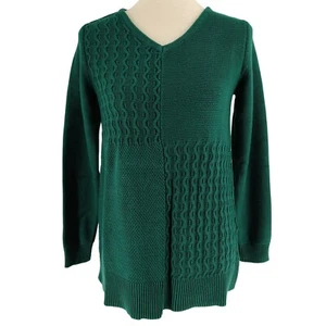 Karen Scott Women Sweater Green V-Neck Mixed Knit Long Sleeves Size X-Small - Picture 1 of 8