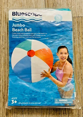 1 PACK Bluescape Inflatable JUMBO Beach Balls 25" In. D 2 Ft Wide  Kids Pool NEW - Image 1 of 4