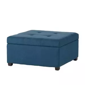 Noble House Storage Ottoman Carlsbad Dark Blue - Picture 1 of 11