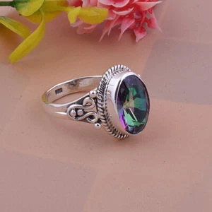 Solid 925 Silver Mystic Topaz Ring Handmade Statement Women Ring All size SR196 - Picture 1 of 4