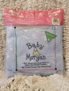 VTG Large Original Baby Morgan Crib Blanket BLUE New SEARS 36x50 All Season USA - Picture 1 of 11