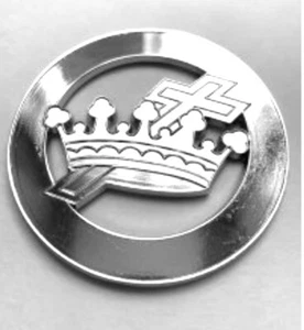 Masonic  Metal Chrome Cross and Crown 3” Emblem - Picture 1 of 1