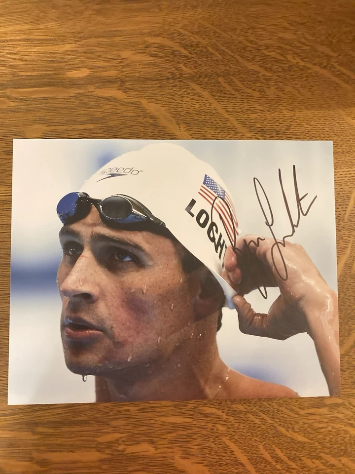 Foto autêntica assinada de Ryan Lochte nadando 8x10 - Imagem 1 de 1