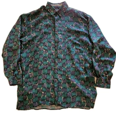 Camisa De Colección Silk Trail Robert Stock Para Hombre GRANDE Manga Larga Abotonada  Foto 1 de 4