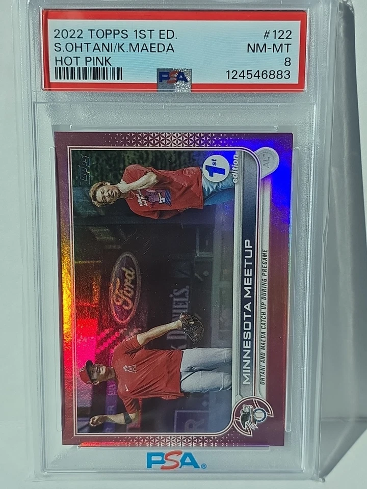2022 Topps Shohei Ohtani SSP!! 5/10 Series 1 1st Edition HOT PINK  PSA NM-MT 8 - Image 1 of 4