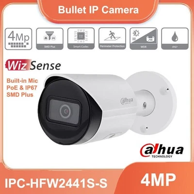 Dahua IPC-HFW2441S-S 4MP WizSense Starlight Bullet IR IP Camera IR SMD Plus POE - Image 1 of 4