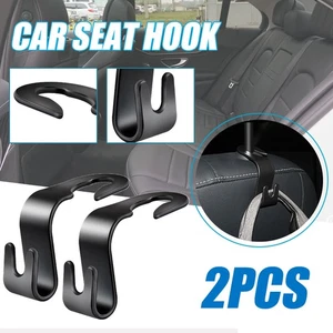 2Pcs Portable Black Car Interior Seat Back Hooks Hanger Bag Clothes Storage - Imagen 1 de 6