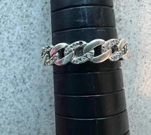 Signierter Sterlingsilber Kettengliedring Band zweifarbige Steine hat Fehler lesen C9 - Bild 1 von 21