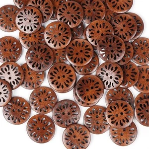 Pierced Flower Wood Buttons 30mm Sewing Craft 50Pcs - Picture 1 of 9