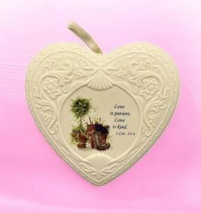 90er Vintage Keramik Herz Liebe Wandbild 5,1" breit  - Bild 1 von 6