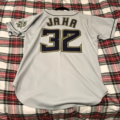 Camiseta deportiva de los Milwaukee Brewers John Jaha colección Russell Diamond vintage para hombre 44 L  Foto 1 de 4