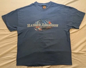 Vintage Y2K Harley Davidson T-shirt - XL Blue - Hutchins HD California - USA - Picture 1 of 10