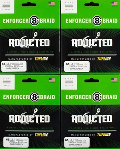 (MENGE 4) TUF-LINE ADDICTED ENFORCER 8X GEFLOCHTENE SCHNUR 65LB 150YD DUNKELGRÜN DR2106 - Bild 1 von 2