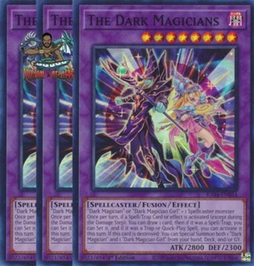 Yugioh! 3x The Dark Magicians RA04-EN054 súper raro primera edición casi nuevo - Imagen 1 de 1