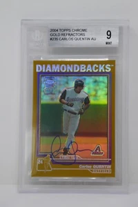 2004 Topps cromo oro refractor #235 Carlos Quentin AU/50 novato Beckett 9 - Imagen 1 de 8