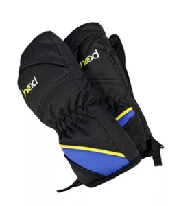 Head Jr. Zippered Side Ski Mittens Black/Blue/Yellow Sz XS - Picture 1 of 5