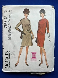 McCall's Pattern 7956 Half Size Women's Two Piece Dress Size 14-1/2 Cut - Picture 1 of 3