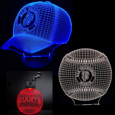 San Francisco Giants 2 Patterns in 1-3D Baseball Cap & Ball + Key Chain Light Cover