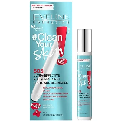 EVELINE Clean Your Skin SOS Ultra-Effective Roll-On For Spots & Blemishes 15ml - Image 1 of 2