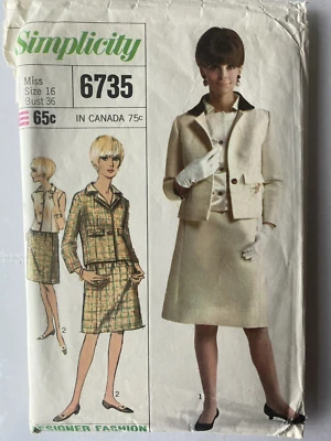 Vintage 60s Simplicity 6735 Pattern Suit and Blouse Designer Fashion Bust 36 - Image 1 of 4