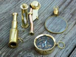 Nautical Compass Mini Telescope Key Chain Solid Brass spyglass Lot Of 5 Handmade - Picture 1 of 4