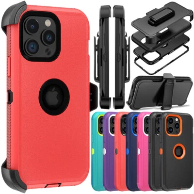 For iPhone 15 Pro Max 14 13 12 11 Heavy Duty Case Cover+Belt Clip Fits Otterbox - Image 1 of 4