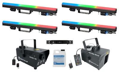 (4) American DJ Pixie Strip-30 Pixel Strip Lights+Pixel Map Control+Hazer+Fogger - Image 1 of 4