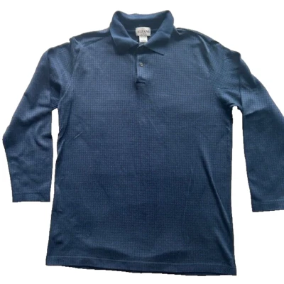 Alfani Mens Polo Long Sleeves L Navy Black Stripes - Image 1 of 4