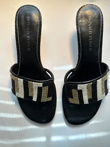 New Donald Pliner Vimms Women's Beaded Black Thong Sandal Size M/B 7.5 - Picture 1 of 5