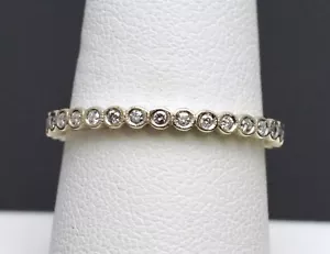HIDALGO 18K White Gold Bezel Set 1/4ctw Natural Diamond Band Ring - Picture 1 of 11