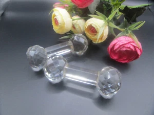 A PAIR OF ANTIQUE CRYSTAL KNIFE RESTS - Picture 1 of 8