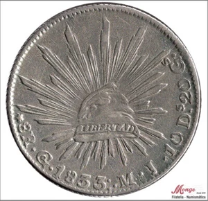 Mexico 8 Reales 1833 MJ / Guanajuato - 3 puntos detras Año / 27,07 gr. pla - Picture 1 of 2