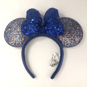 Disney Parks Minnie Ohren Neujahr 2020 Feier blau Glitzer Schleife Stirnband - Bild 1 von 7