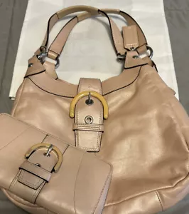 Borsa Coach in pelle Soho Lynn borsa a tracolla Hobo Shell rosa stile F17092 abbinata - Foto 1 di 19