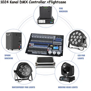 1024 Kanal DMX Controller +Flightcase Licht Steuerpult Lichtsteuerung für Disco - Bild 1 von 38