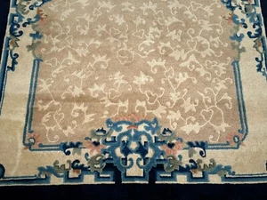 Circa 1920's ANTIQUE ART DECO CHINESE RUG 4x7 PERFECT FULL PILE BEAUTY - Picture 1 of 9