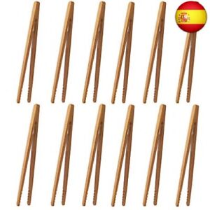 Pinzas de bambú，12 piezas Pinzas de cocina Pinzas para tostadas Cocina pinzas ba