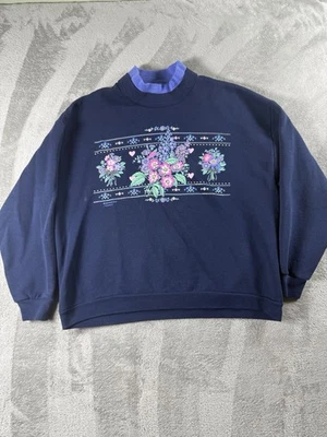 Sudadera De Colección Estampado Gráfico Floral Abuela Para Mujer Pequeña M Y2K Años 90 Mamá Foto 1 de 4