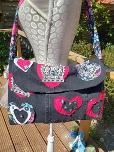 Black Denim Heart Patches Summer Vibrant - Picture 1 of 8
