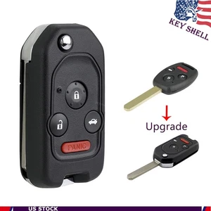 Upgrade For 2003 - 2012 Honda Accord 4 Button Flip Remote Control Key Fob Shell - Picture 1 of 8