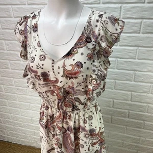 Mini Vestido Collective Concepts Mujer Mediano Blanco Floral Volantes Delantero Cuello en V - Imagen 1 de 7