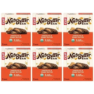 CLIF Nut Butter Filled Chocolate Peanut Butter Energy Bar 5ct Lot of 6 - Image 1 of 4