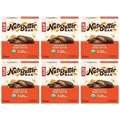 CLIF Mantequilla de Nueces Rellena Chocolate Mantequilla de Cacahuete Barra Energética 5ct Lote de 6 Foto 1 de 4