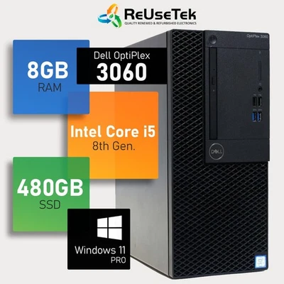 Dell OptiPlex 3060 SFF Intel i5-8500 8GB RAM 480GB SSD HDMI DisplayPort Win 11 - Image 1 of 4