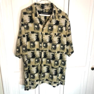 90s Pelle Pelle Marc Buchanan Shirt XL Abstract Black Tan Hip Hop Y2K Vintage - Picture 1 of 9