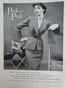 Traje para mujer Dovima 1951 Peck & Peck Knoll Associates sillas anuncio de colección - Imagen 1 de 1