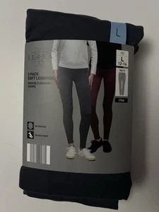 SERRA DAMEN GR. L 2 PK WEICHE LEGGINGS GRAUBLAU UND ROT NEU - Bild 1 von 4