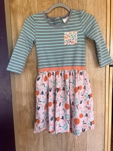 Matilda Jane 435 Joanna Gaines Girls Dress Sz 12 Striped Fresh Squeezed Oranges - Picture 1 of 3