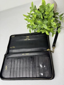 Vtg Passport Wallet Portfolio Black Leather Zip-Around Mark Phillip Photo I.D. - Picture 1 of 8